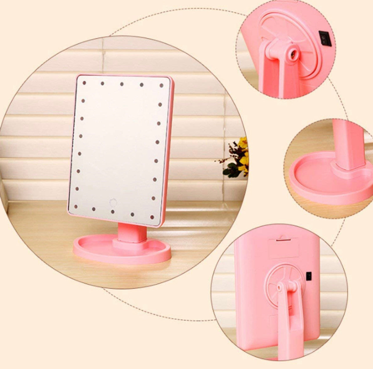 Espejo Led Rosa Con USB - Sugar Kiss
